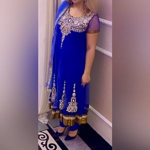 Royal blue bejeweled shalwar kameez 
 dress NEW in Large size